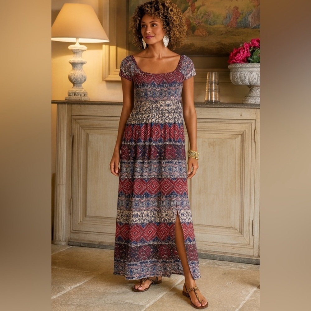 Soft Surroundings Marcelo Smocked Peasant Dress